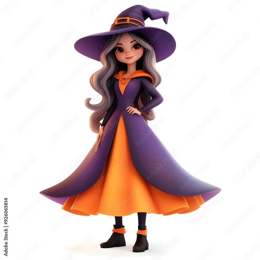 3D cute witch, witchcraft, witch with hat, Happy Halloween, witch queen 3D cute witch, witchcraft, witch with hat, Happy Halloween, witch queen