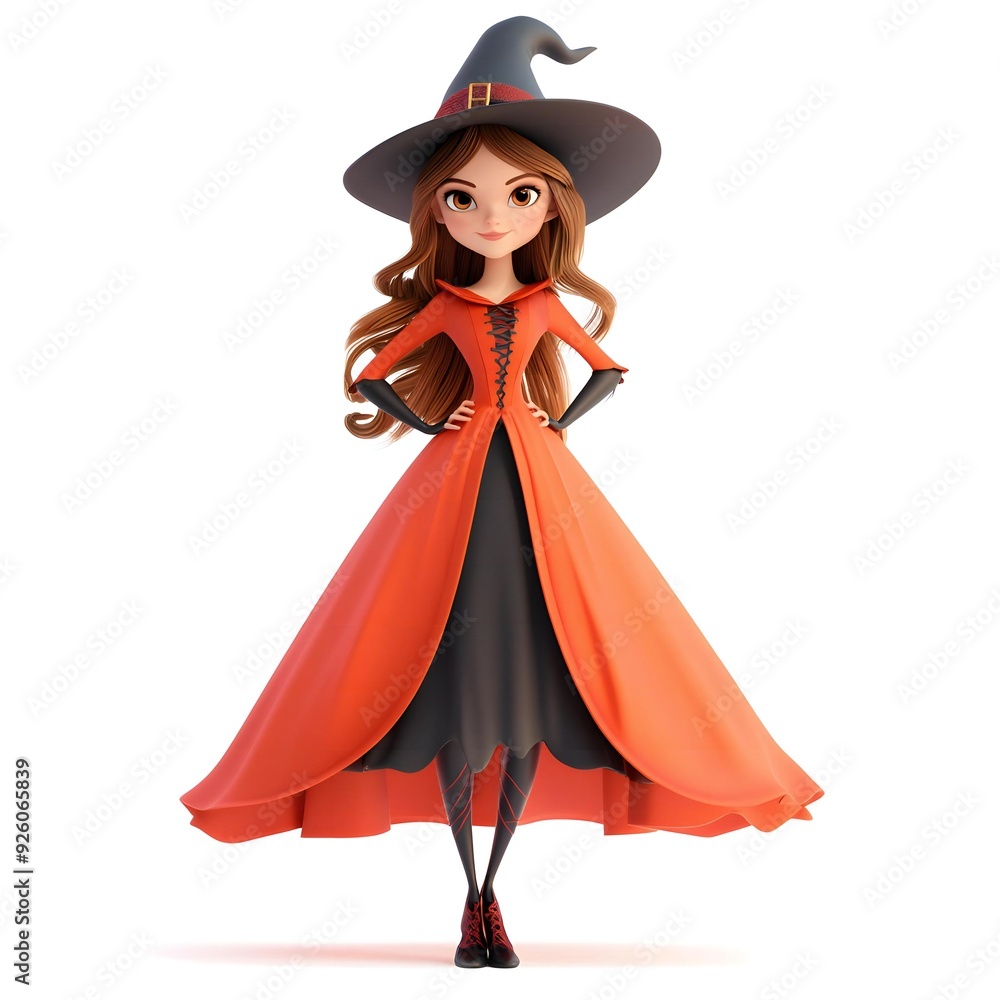 3D cute witch, witchcraft, witch with hat, Happy Halloween, witch queen 3D cute witch, witchcraft, witch with hat, Happy Halloween, witch queen