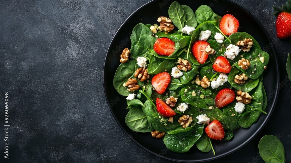 Salad on black plate. Salad on black plate.