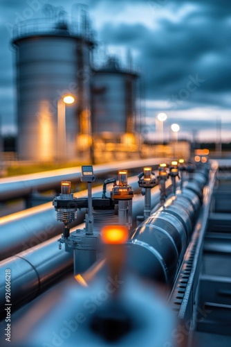 A close-up view of a biogas plant showcasing visible methane gas leak detectors, highlighting the robust safety measures in place.