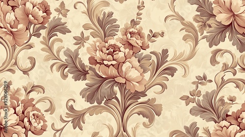 Wallpaper Mural Elegant floral wallpaper design featuring soft hues and intricate details, perfect for home decor and interior styling. Torontodigital.ca