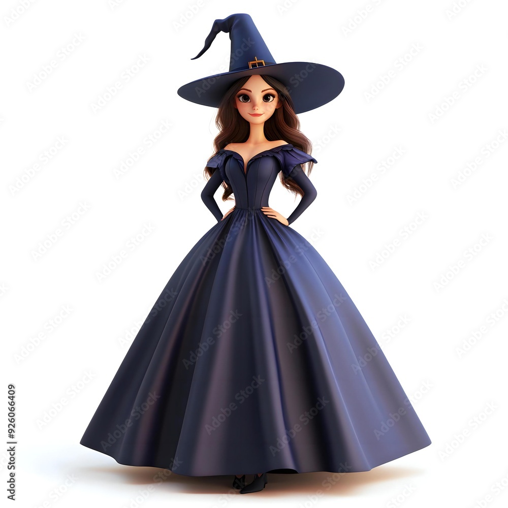 3D cute witch, witchcraft, witch with hat, Happy Halloween, witch queen 3D cute witch, witchcraft, witch with hat, Happy Halloween, witch queen