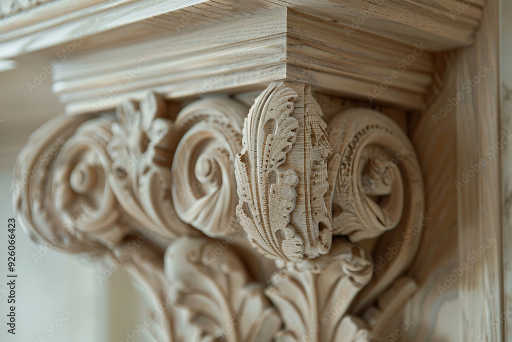 Naklejka premium Close up detail of the white decorative molding on the wall.
