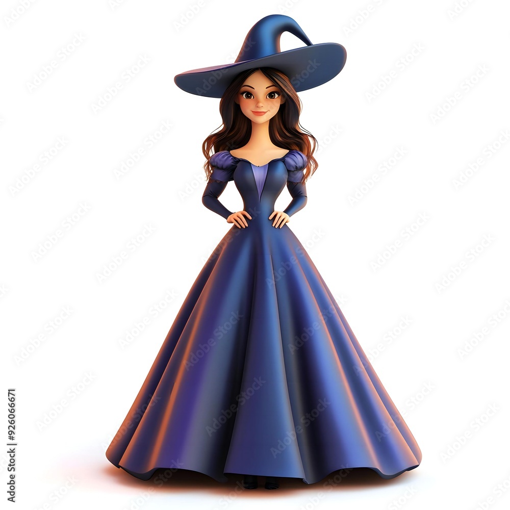 3D cute witch, witchcraft, witch with hat, Happy Halloween, witch queen 3D cute witch, witchcraft, witch with hat, Happy Halloween, witch queen