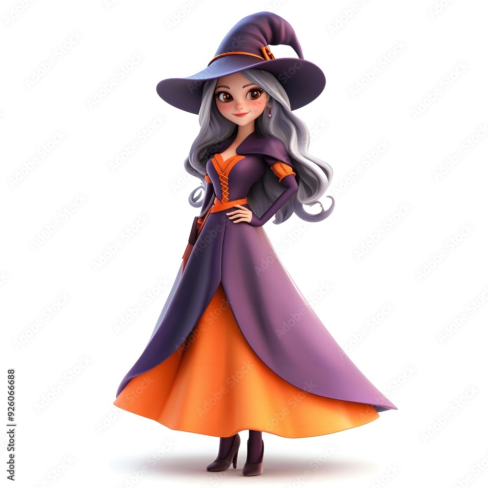 3D cute witch, witchcraft, witch with hat, Happy Halloween, witch queen 3D cute witch, witchcraft, witch with hat, Happy Halloween, witch queen