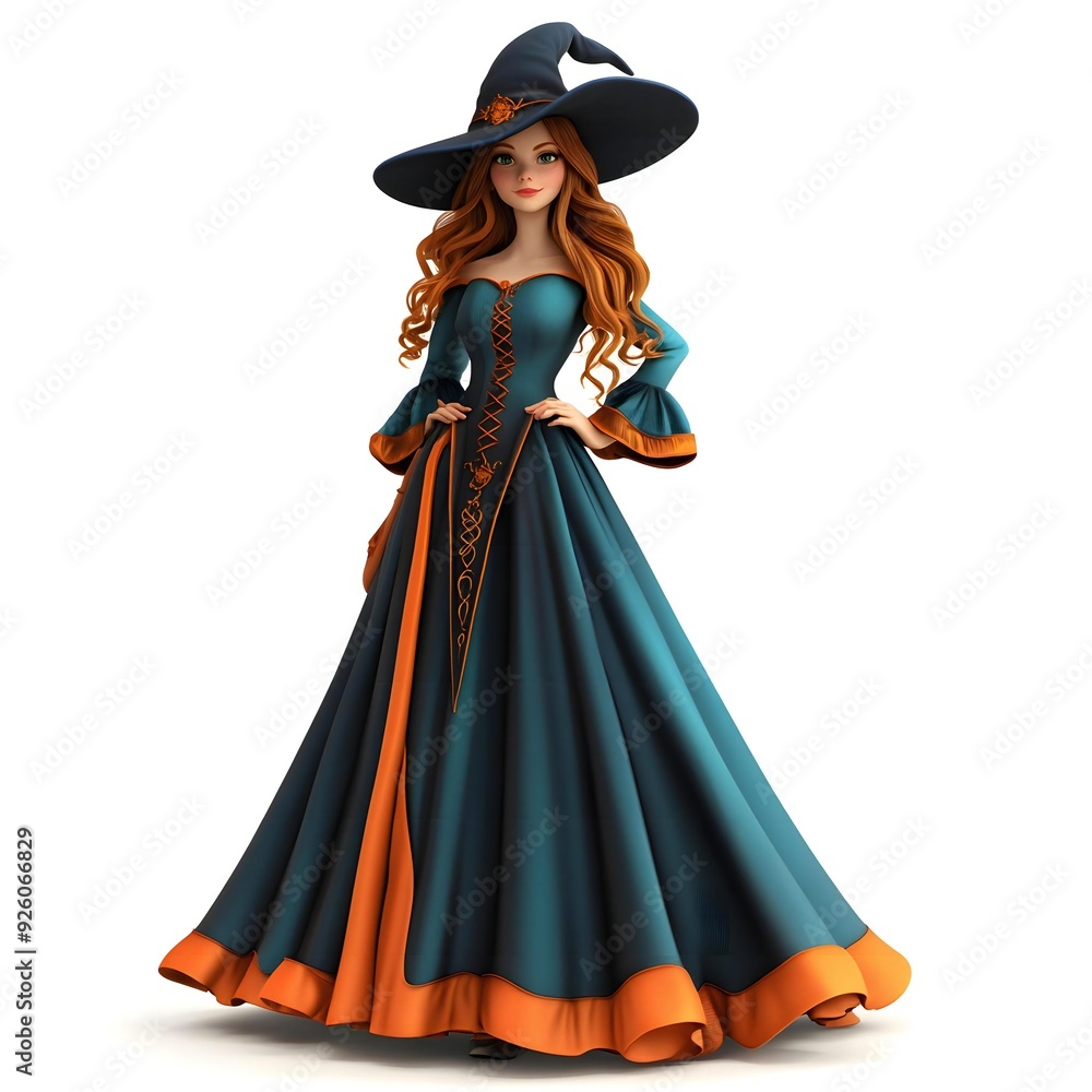 3D cute witch, witchcraft, witch with hat, Happy Halloween, witch queen 3D cute witch, witchcraft, witch with hat, Happy Halloween, witch queen
