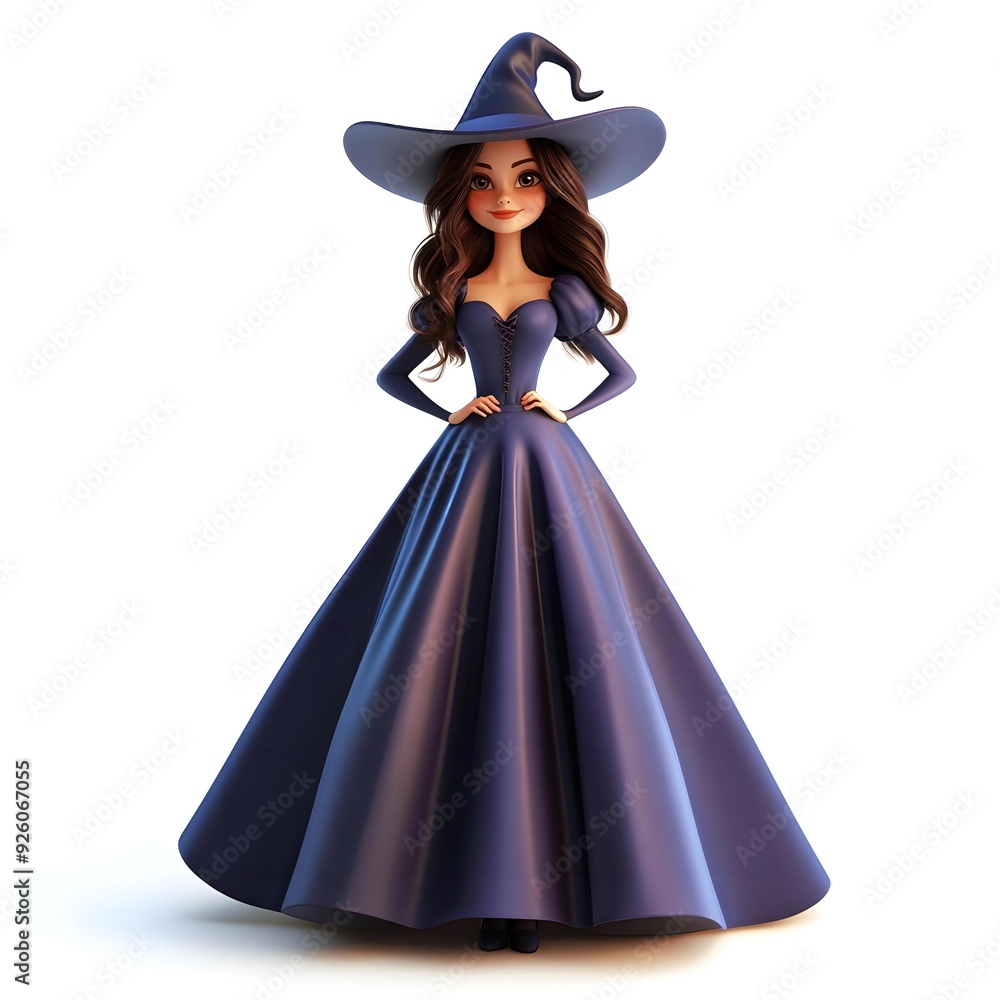 3D cute witch, witchcraft, witch with hat, Happy Halloween, witch queen 3D cute witch, witchcraft, witch with hat, Happy Halloween, witch queen