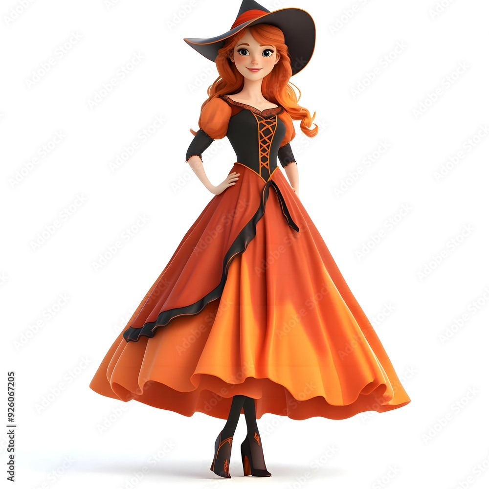 3D cute witch, witchcraft, witch with hat, Happy Halloween, witch queen 3D cute witch, witchcraft, witch with hat, Happy Halloween, witch queen