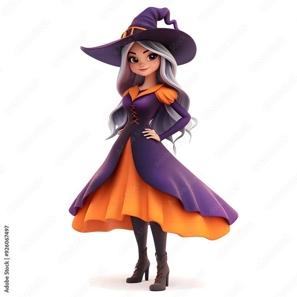 3D cute witch, witchcraft, witch with hat, Happy Halloween, witch queen 3D cute witch, witchcraft, witch with hat, Happy Halloween, witch queen