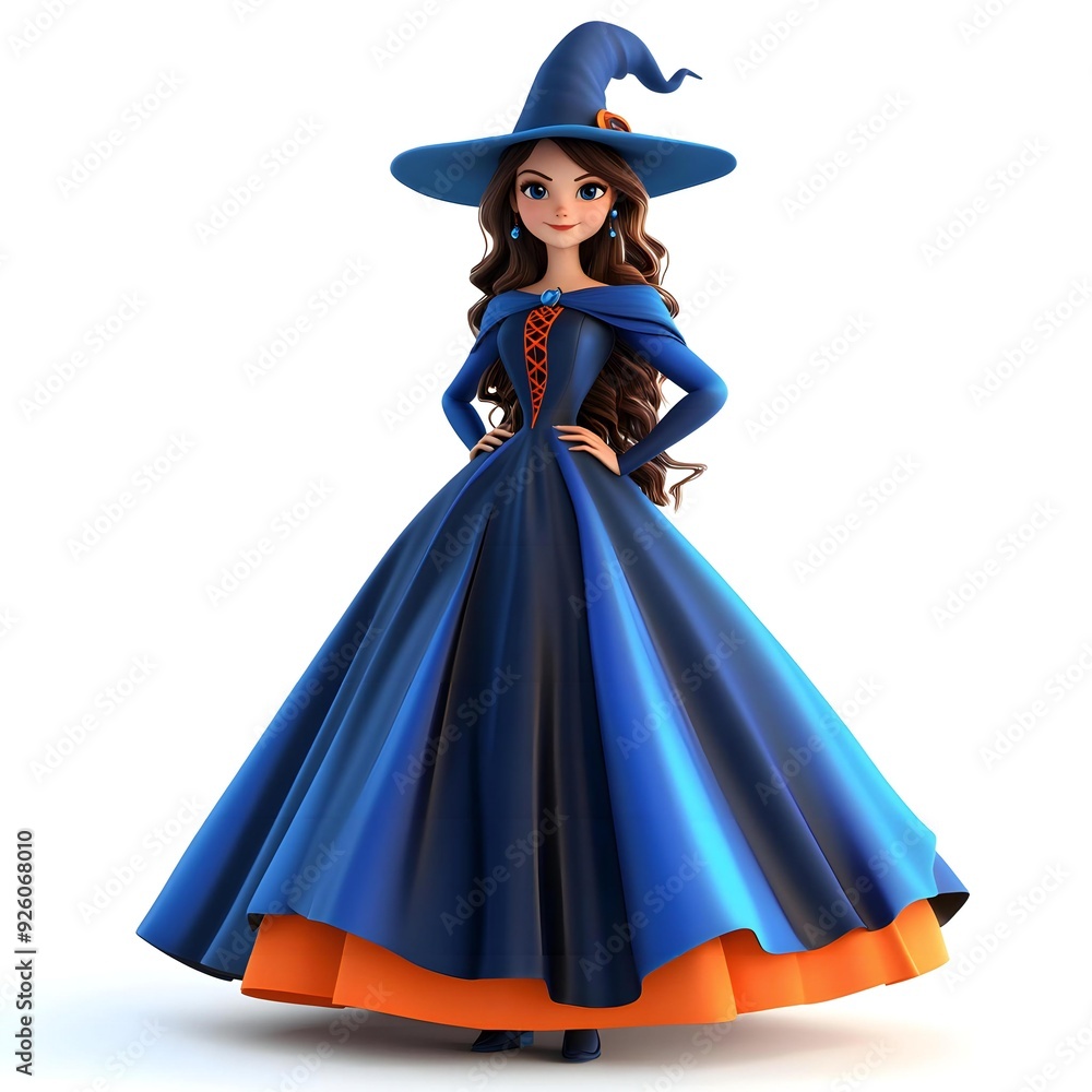 3D cute witch, witchcraft, witch with hat, Happy Halloween, witch queen 3D cute witch, witchcraft, witch with hat, Happy Halloween, witch queen