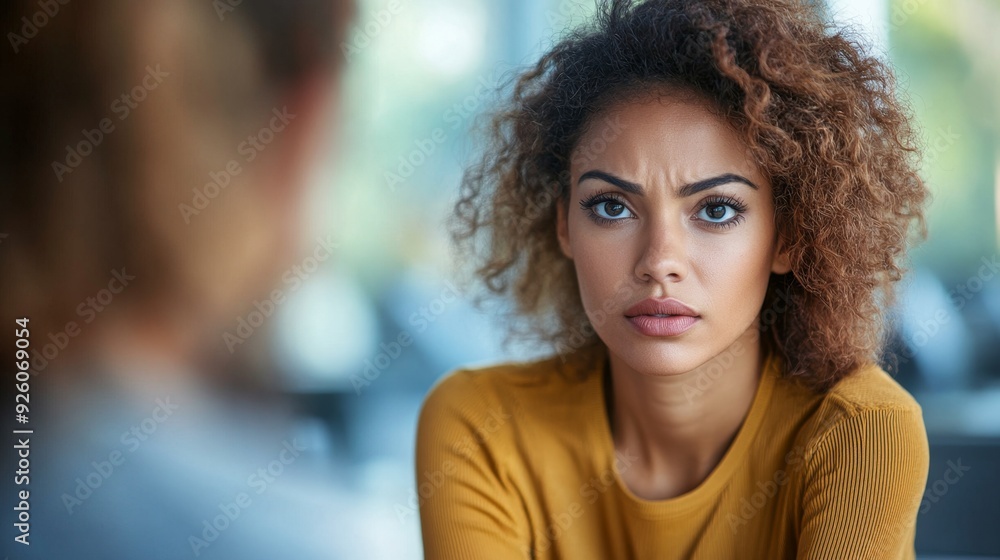 Woman looking skeptical and Woman looking skeptical and