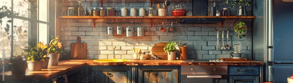Farmhouse kitchen, AIenhanced, neon elements, high detail Farmhouse kitchen, AIenhanced, neon elements, high detail