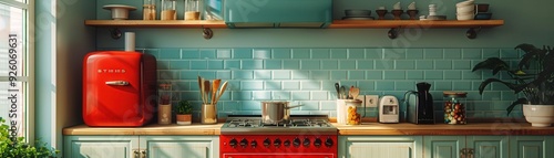 Wallpaper Mural Farmhouse kitchen, AIenhanced, neon elements, high detail Torontodigital.ca