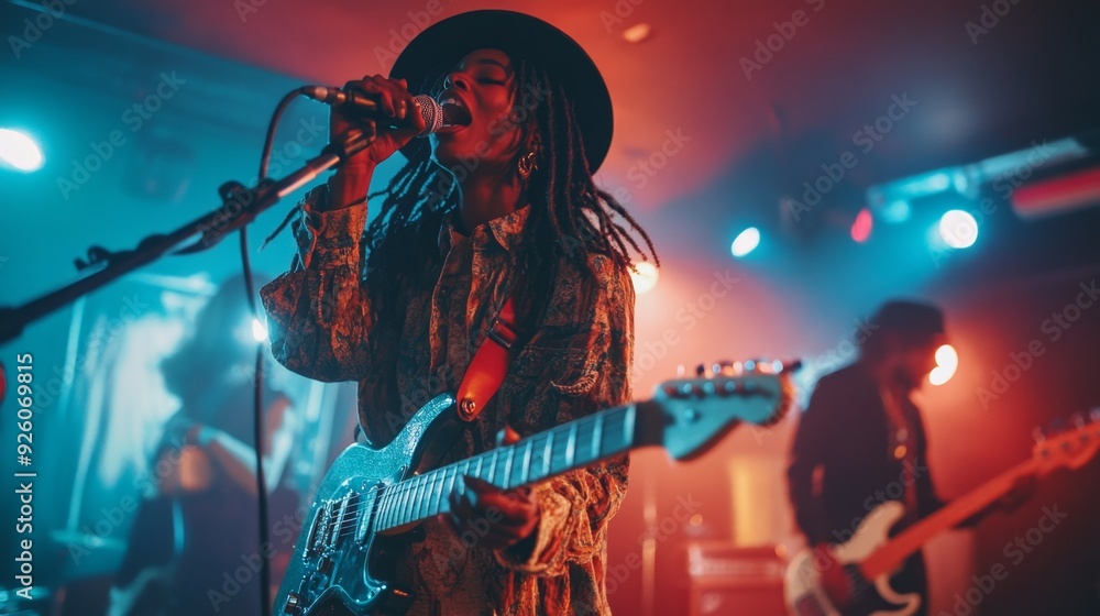 Obraz premium Female Rock Musician Singing