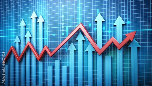 Stock photo of arrows pointing up and down on a graph, arrows, up, down, chart, financial, success, growth, decline