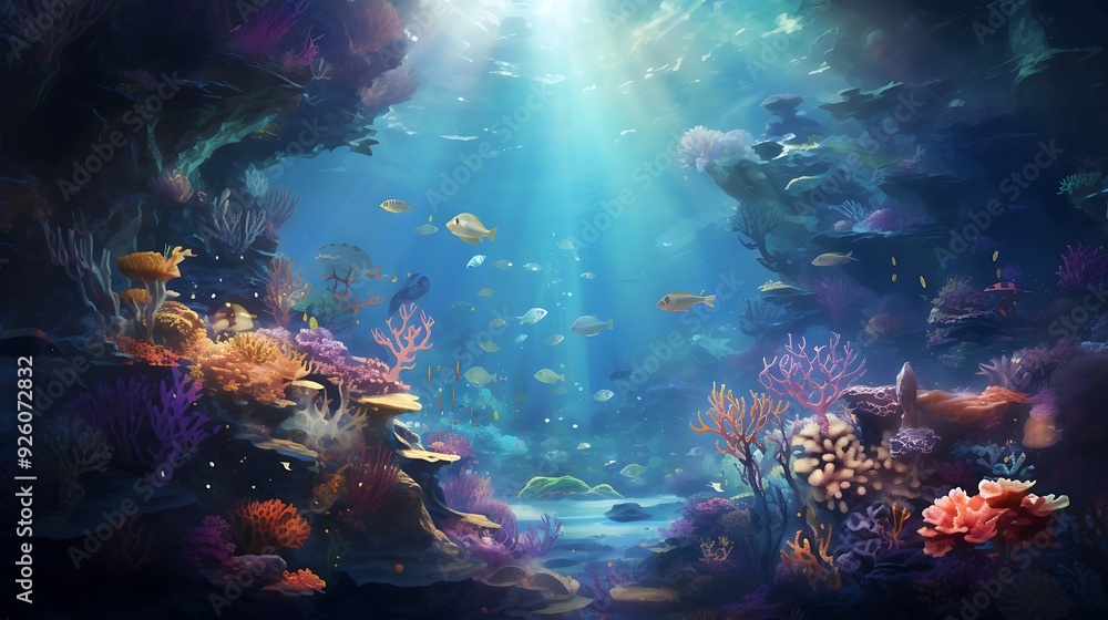 Personalized AI art of a mystical underwater world with marine life Personalized AI art of a mystical underwater world with marine life