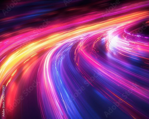 Motion blur background with light trails, vibrant colors, dynamic