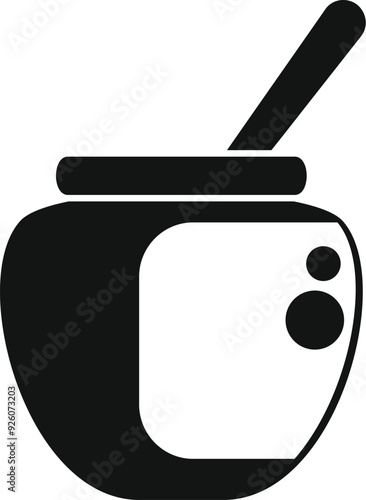 Black and white silhouette icon of a traditional south american calabash gourd for drinking yerba mate infusion