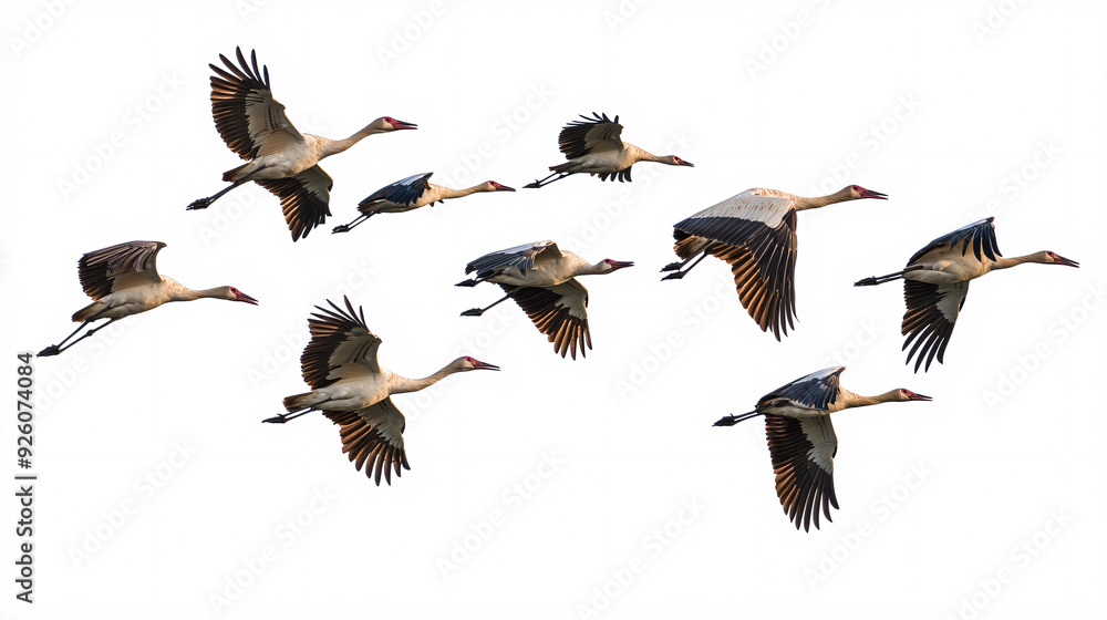 Obraz premium Flying Cranes in Formation