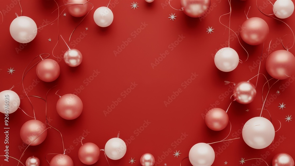 Red Christmas tree ornament background - holiday decorations – seasonal celebration – winter decor Red Christmas tree ornament background - holiday decorations – seasonal celebration – winter decor