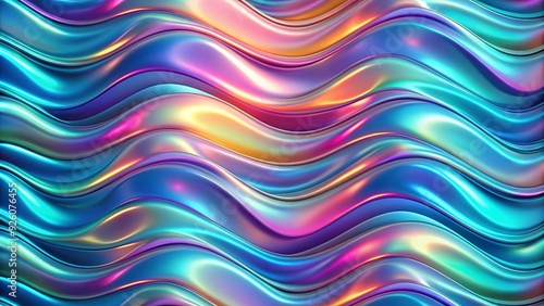 Iridescent chrome wavy gradient seamless pattern background with liquid surface ripples, iridescent, chrome, wavy