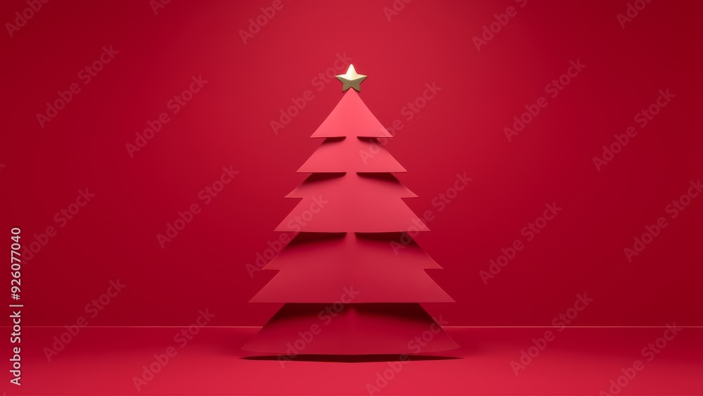 Fototapeta premium Red Christmas tree ornament background - holiday decorations – seasonal celebration – winter decor