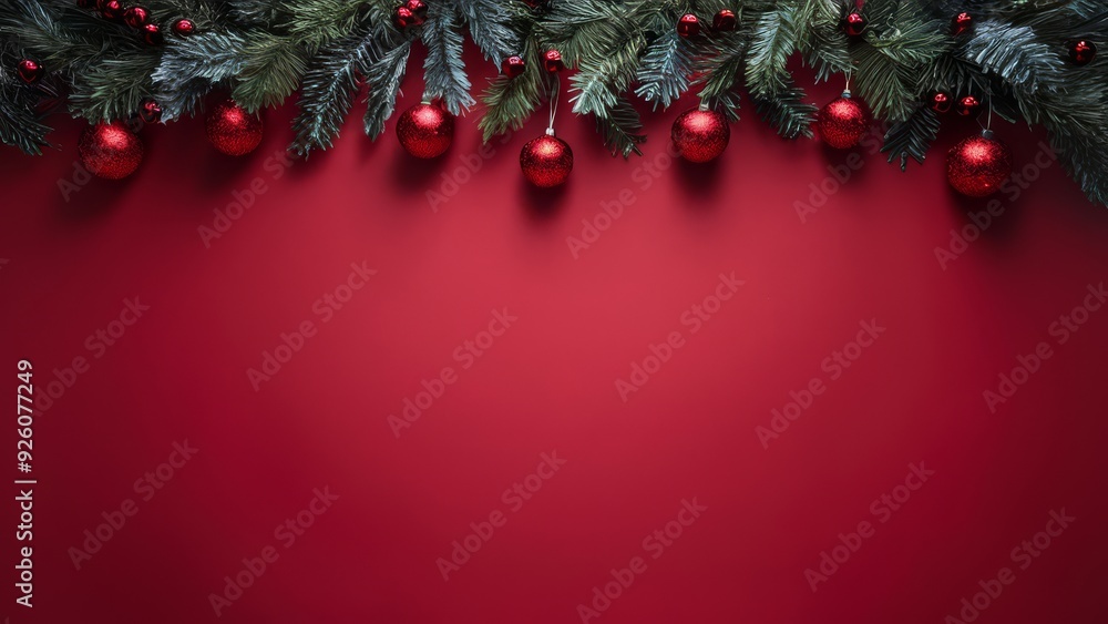 Red Christmas tree ornament background - holiday decorations – seasonal celebration – winter decor Red Christmas tree ornament background - holiday decorations – seasonal celebration – winter decor