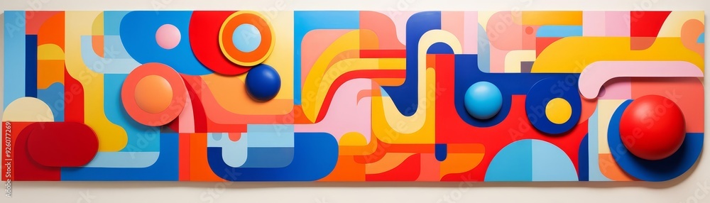 A playful arrangement of geometric shapes and patterns in bright, primary colors illustration A playful arrangement of geometric shapes and patterns in bright, primary colors illustration