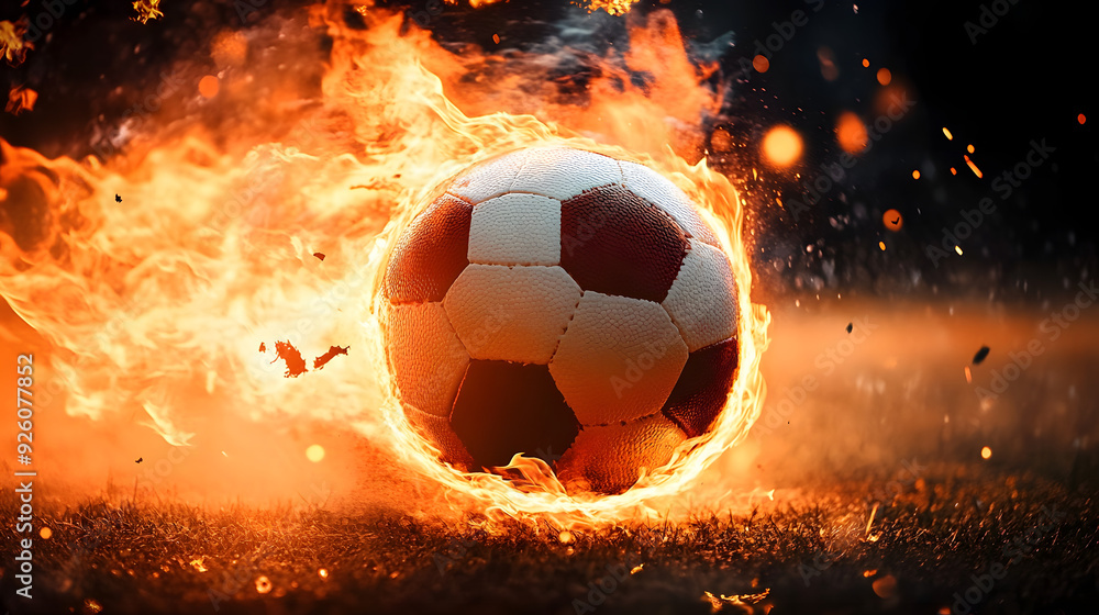 Fototapeta premium energy football on fire