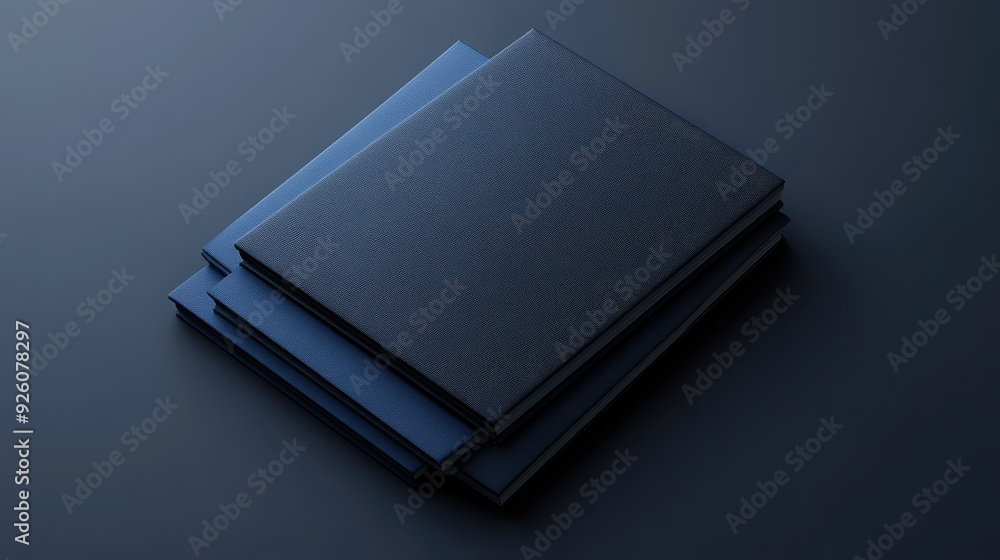 Stack of Blue and Black Hardcover Books on Dark Surface with Minimalist Design Stack of Blue and Black Hardcover Books on Dark Surface with Minimalist Design