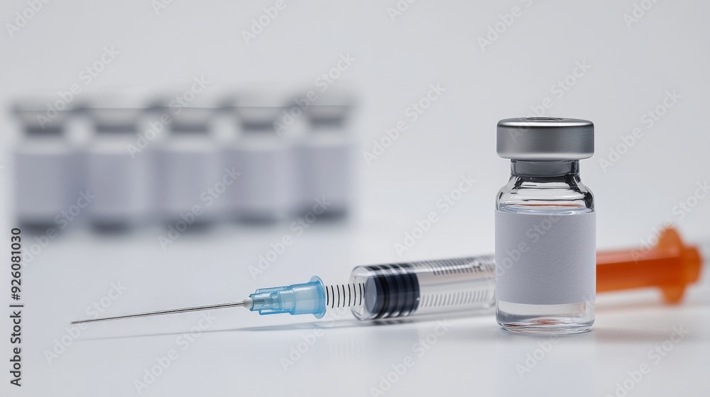 Vaccination and Immunization: Close-Up of Vial and Syringe for Medical Injection Preparation Vaccination and Immunization: Close-Up of Vial and Syringe for Medical Injection Preparation