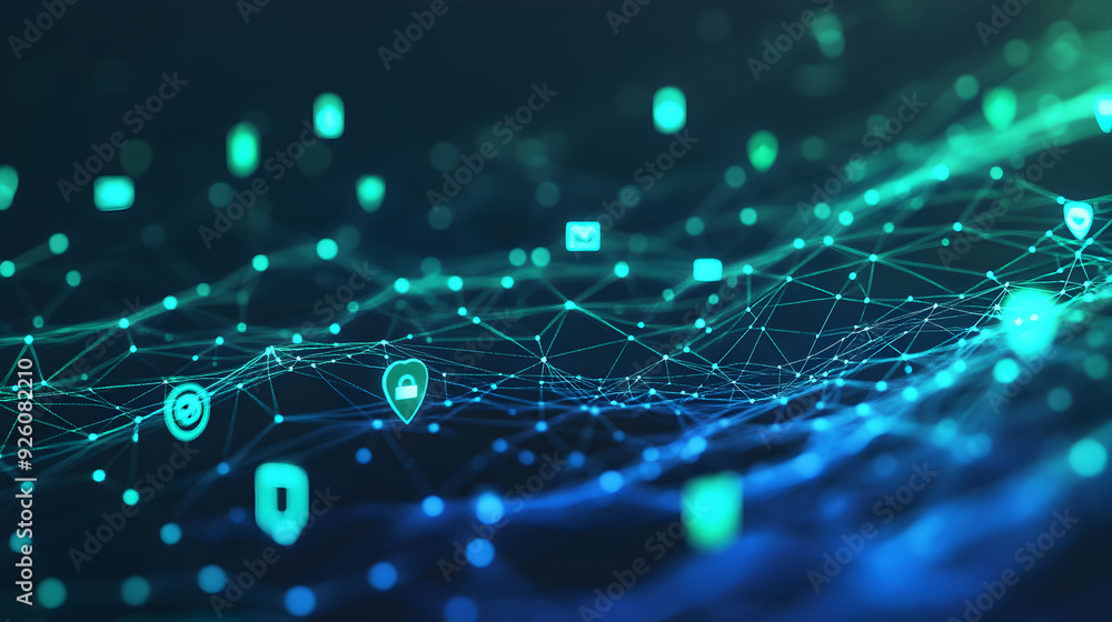 Abstract digital network with glowing dots and lines. Abstract digital network with glowing dots and lines.