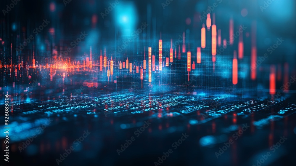 Analyzing Financial Trends. Business candlestick chart for stock market trading Analyzing Financial Trends. Business candlestick chart for stock market trading