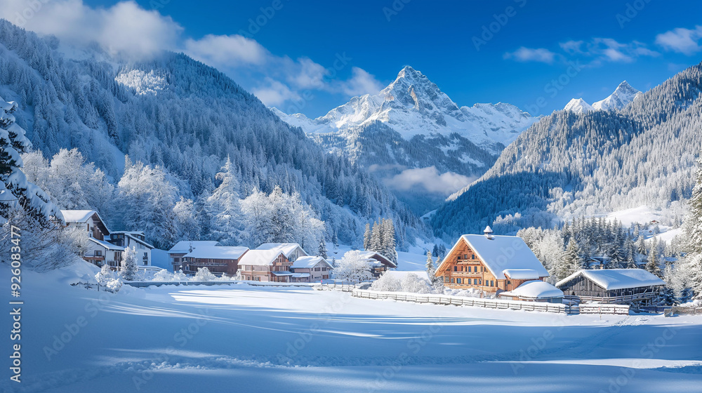 Fototapeta premium alpine village in winter