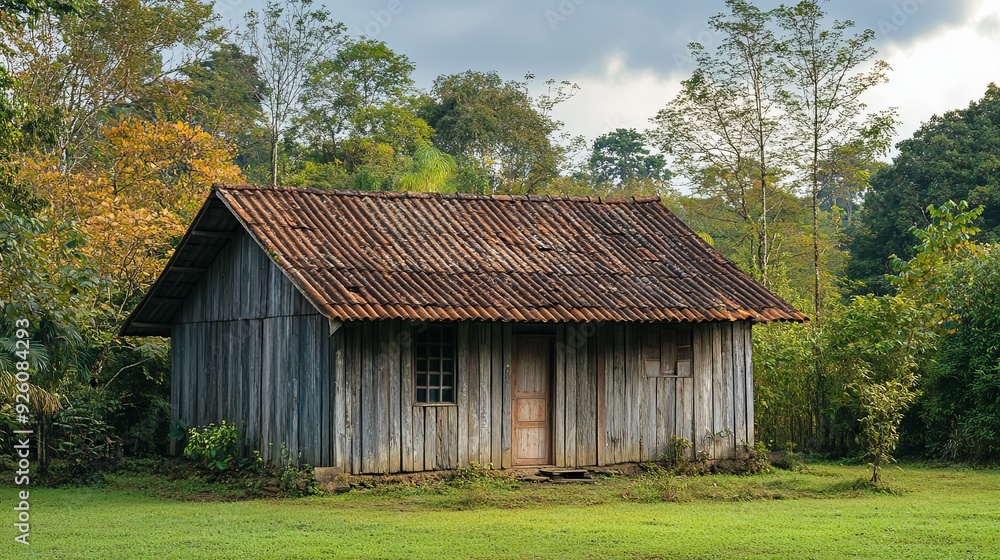 Serene Seclusion. Rustic cabin in the woods concept Serene Seclusion. Rustic cabin in the woods concept