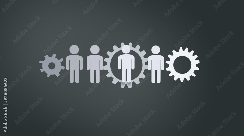 Group of People with Cogwheel Gear as Teamwork Concept Group of People with Cogwheel Gear as Teamwork Concept