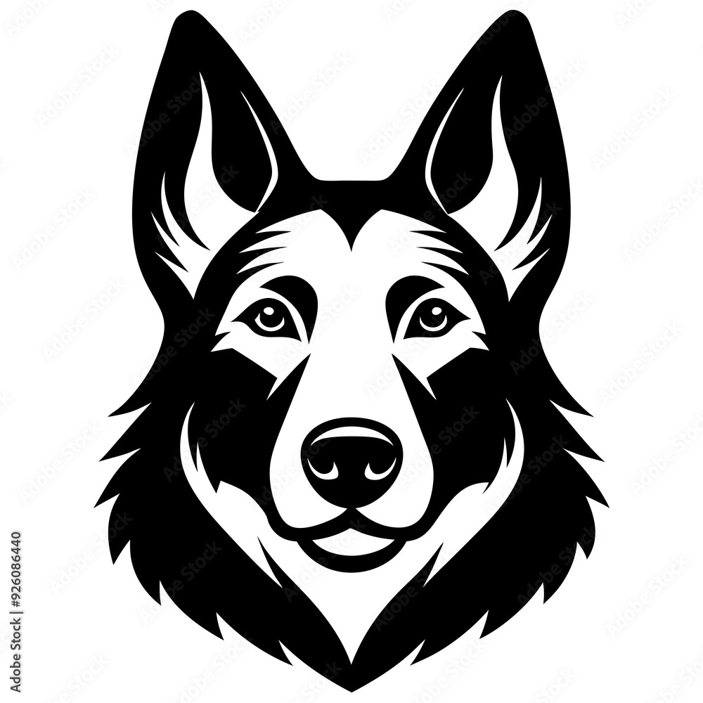 High-Quality Vector Illustration of German Shepherd Dog Head Silhouette High-Quality Vector Illustration of German Shepherd Dog Head Silhouette