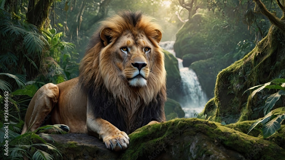 Naklejka premium male lion in the zoo