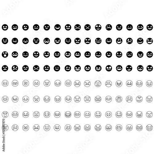 Smile icon vector set. Evil smile illustration sign collection. Smile for pumpkin symbol or logo.
