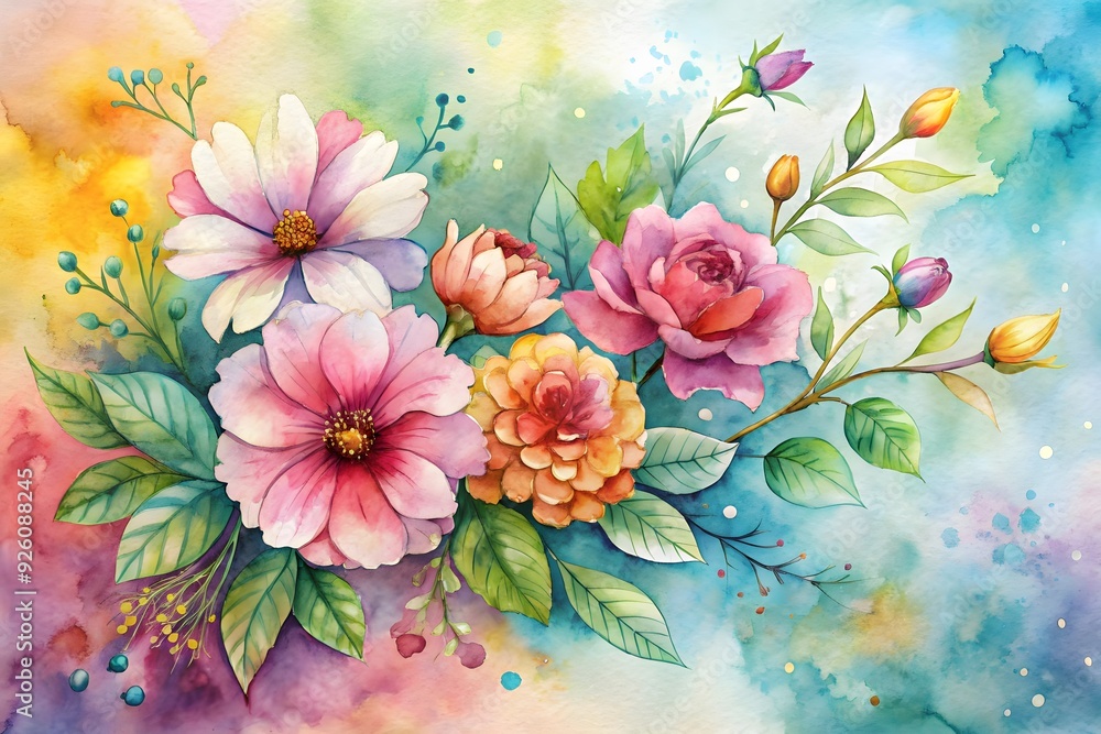 Watercolor flowers in a seamless pattern. Can be used as fabric, wallpaper, wrapper.
Watercolor flowers in a seamless pattern. Can be used as fabric, wallpaper, wrapper.