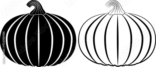 Black and white doubble pumpkin vegetables food 11/11 size of svg vector cut file cricut silhouette design for t-shirt car decor sticker etc photo