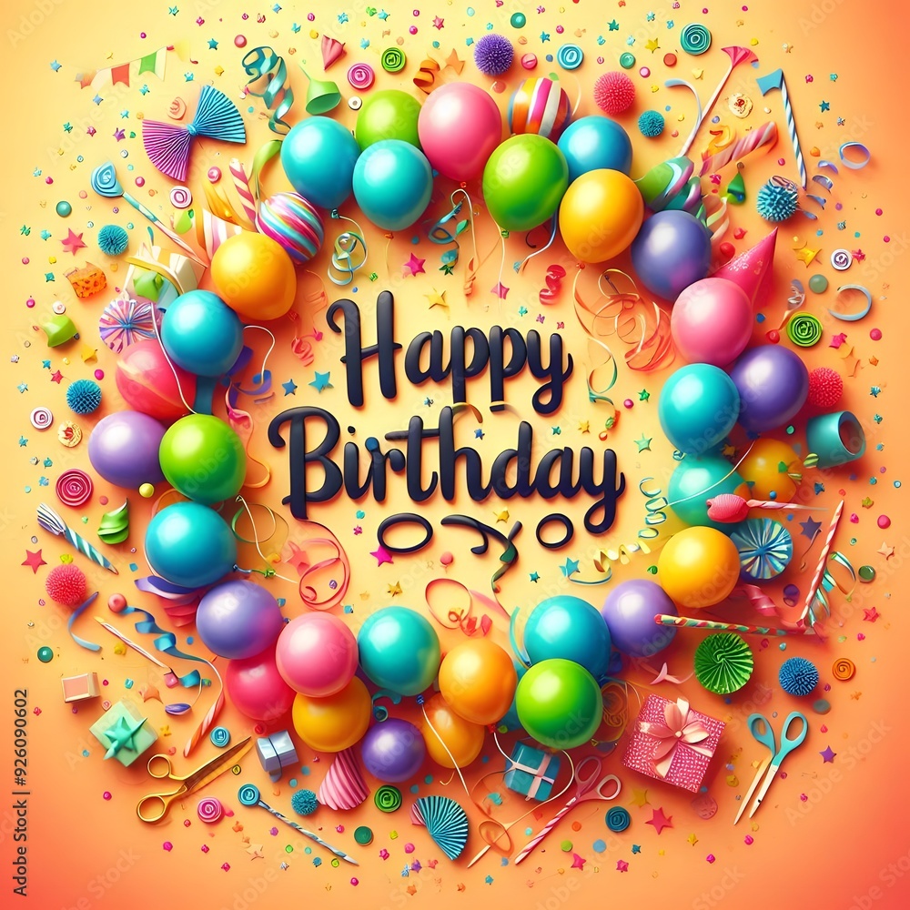 Colorful Balloons and Confetti Happy Birthday Celebration Colorful Balloons and Confetti Happy Birthday Celebration