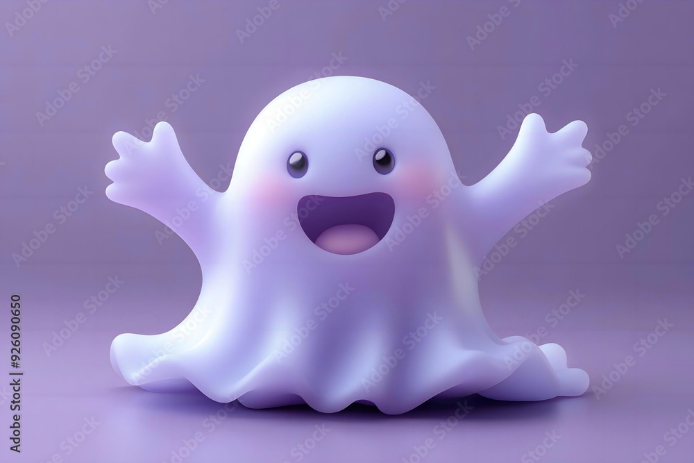 3D cute ghost, witchcraft, witch with hat, Happy Halloween, White ghost 3D cute ghost, witchcraft, witch with hat, Happy Halloween, White ghost