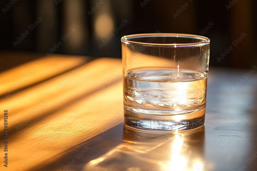 A glass of water sits on a wooden table. This photo captures the simplicity of hydration and the beauty of natural light. A glass of water sits on a wooden table. This photo captures the simplicity of hydration and the beauty of natural light.