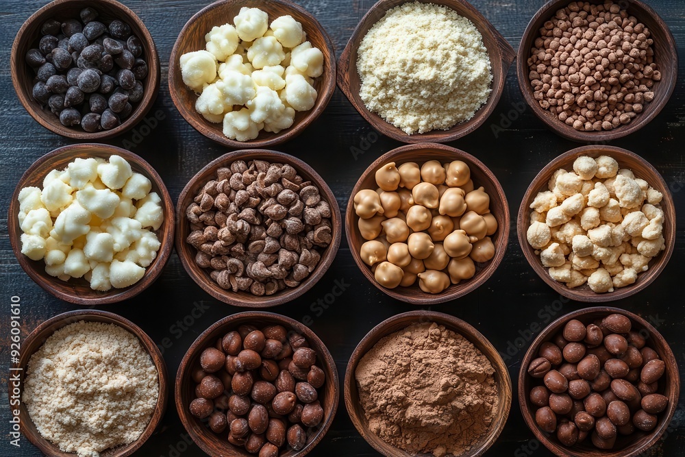 overhead view of artfully arranged baking ingredients for peanut butter cookies warm tones varied textures and negative space create appetizing composition overhead view of artfully arranged baking ingredients for peanut butter cookies warm tones varied textures and negative space create appetizing composition