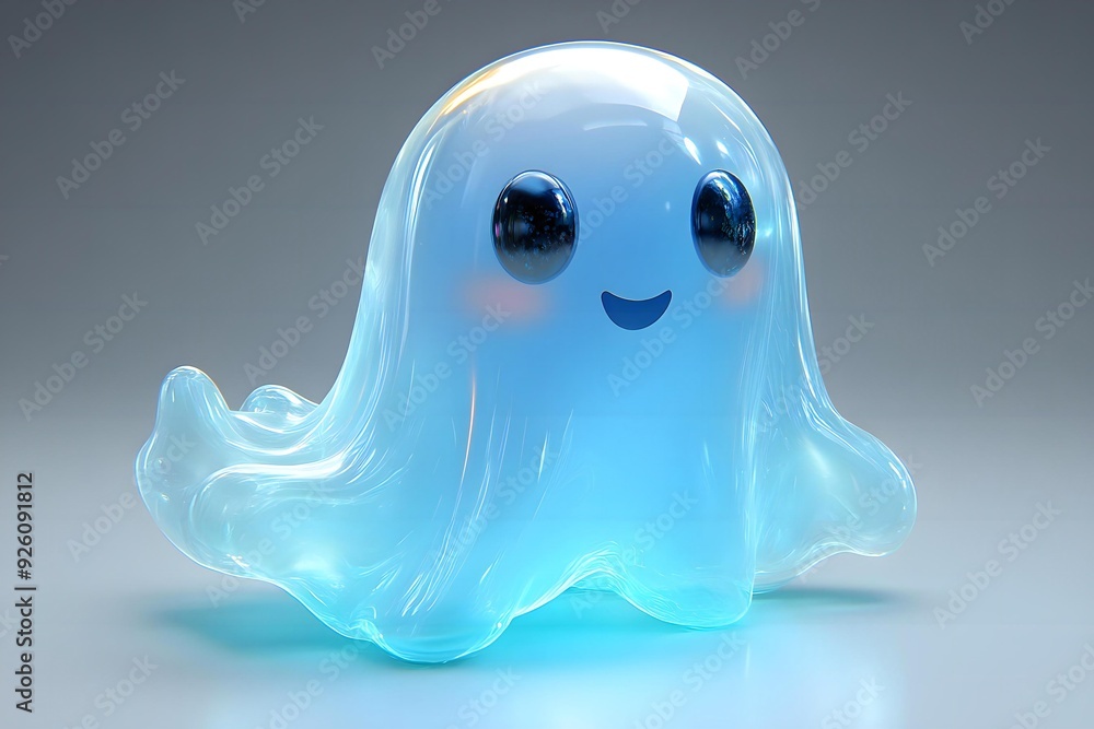 3D cute ghost, witchcraft, witch with hat, Happy Halloween, White ghost 3D cute ghost, witchcraft, witch with hat, Happy Halloween, White ghost