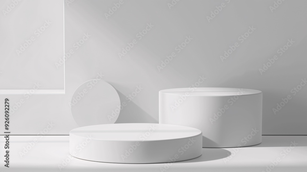 Realistic 3D round corner cube stand podium set in white and gray color scene, vector abstract geometric platforms design Realistic 3D round corner cube stand podium set in white and gray color scene, vector abstract geometric platforms design