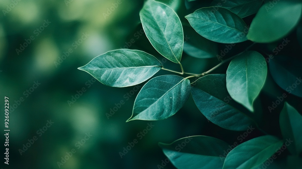 Modern close up of leaves on blurred green background. Generative ai Modern close up of leaves on blurred green background. Generative ai