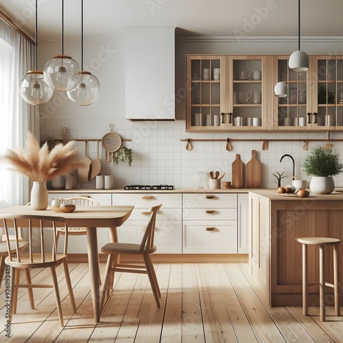 Modern Minimalist Kitchen Interior Design with Wooden Accents