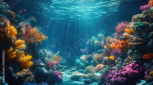 Fototapeta Naklejka Na Ścianę i Meble -  Vibrant underwater coral reef scene. Perfect for marine life or nature projects.